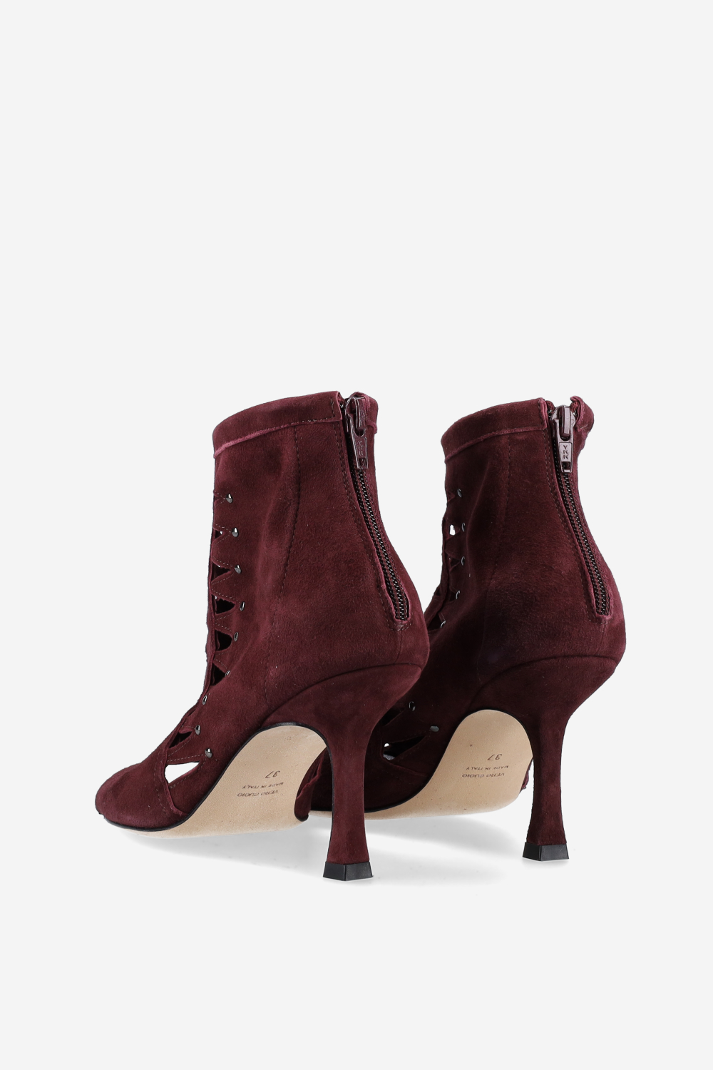 Blue light suede heels