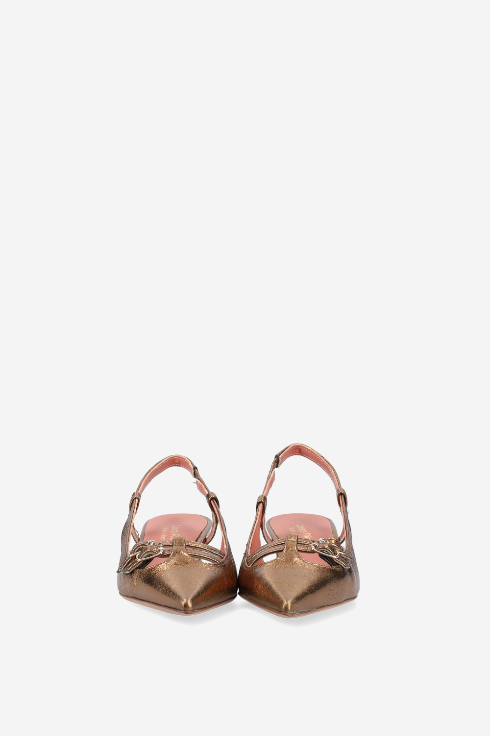 Pointed-toe metallic leather slingbacks