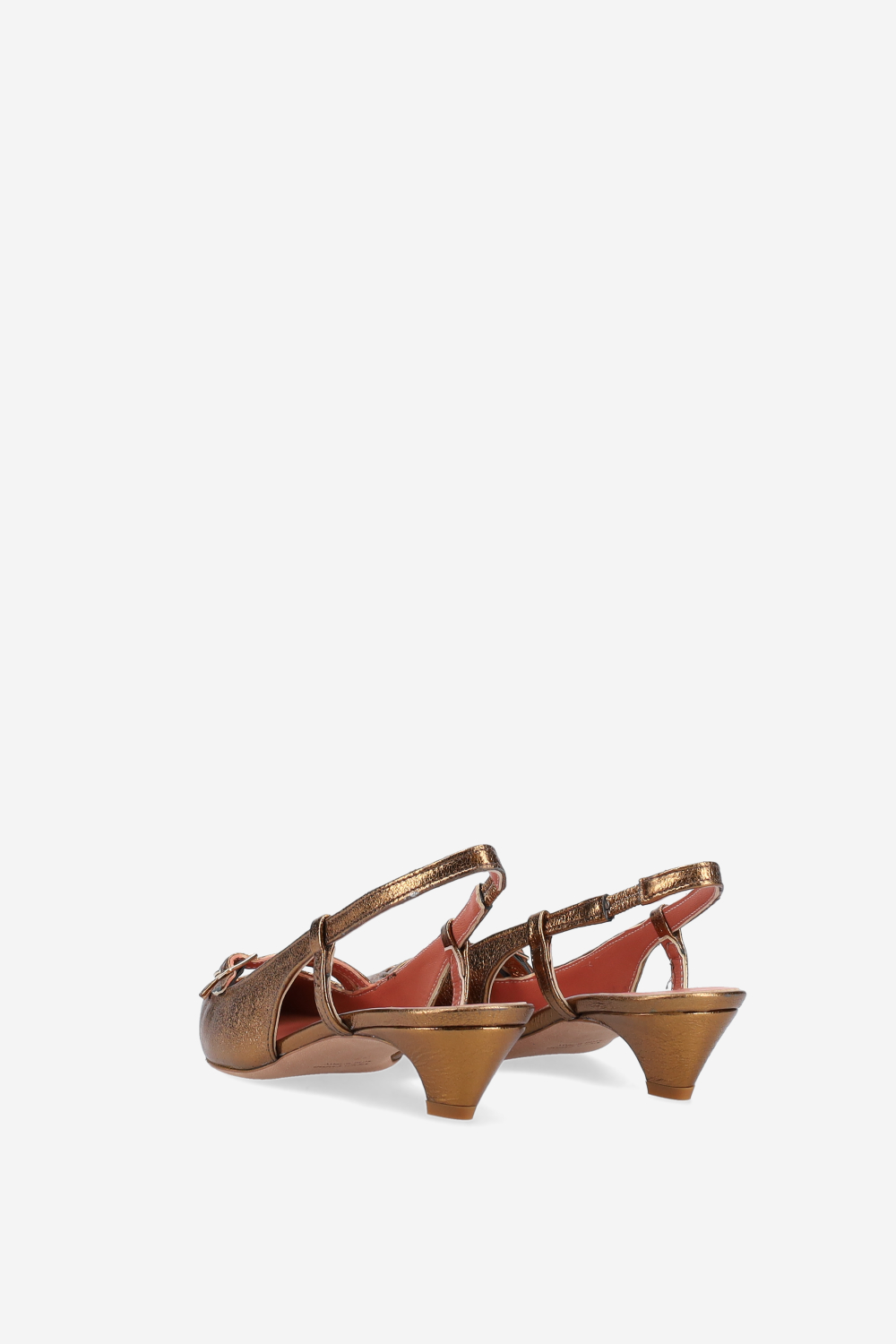Pointed-toe metallic leather slingbacks