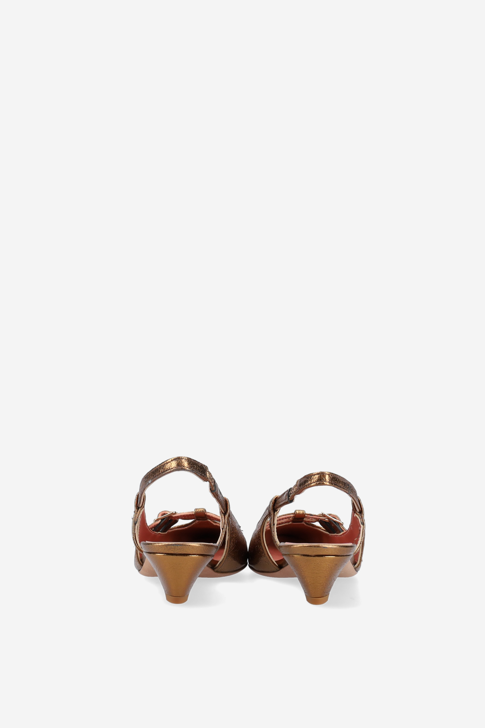 Pointed-toe metallic leather slingbacks