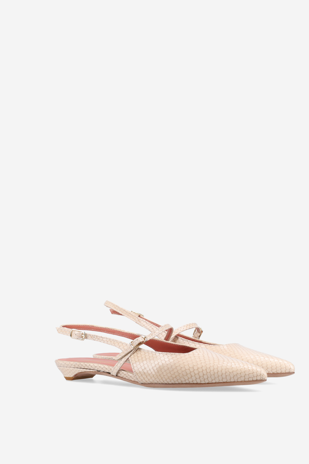 Lizard leather cross-over slingbacks