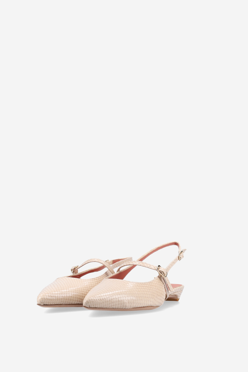 Lizard leather cross-over slingbacks