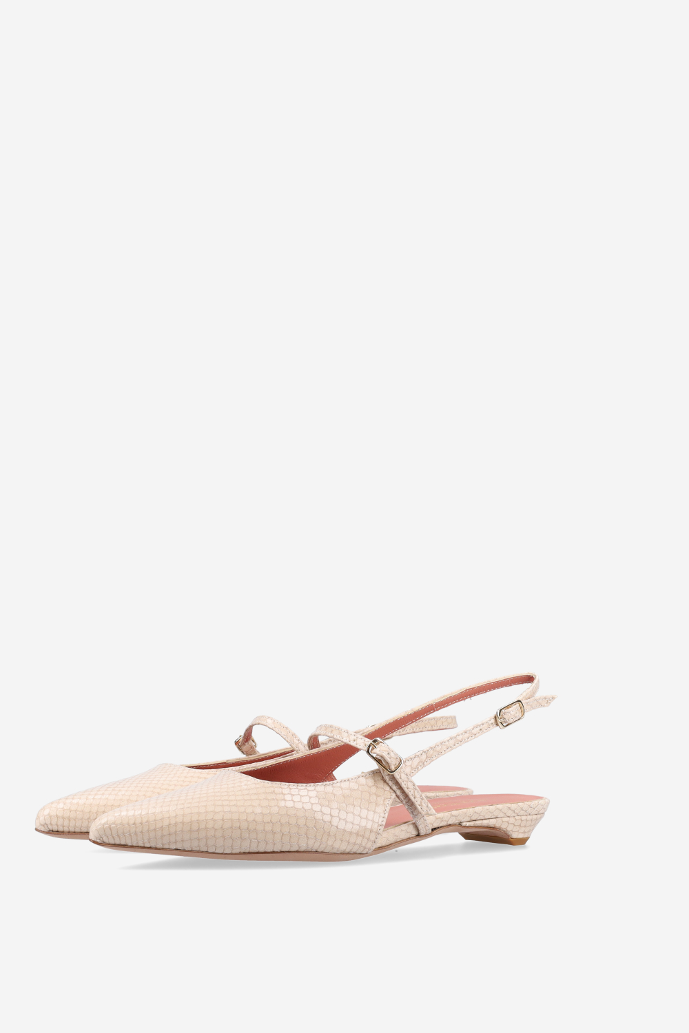 Lizard leather cross-over slingbacks