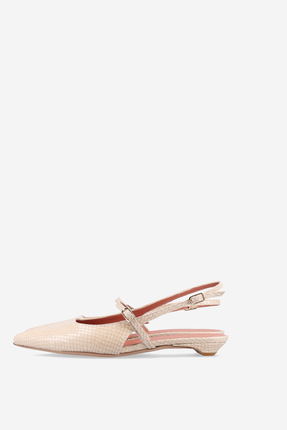 Lizard leather cross-over slingbacks