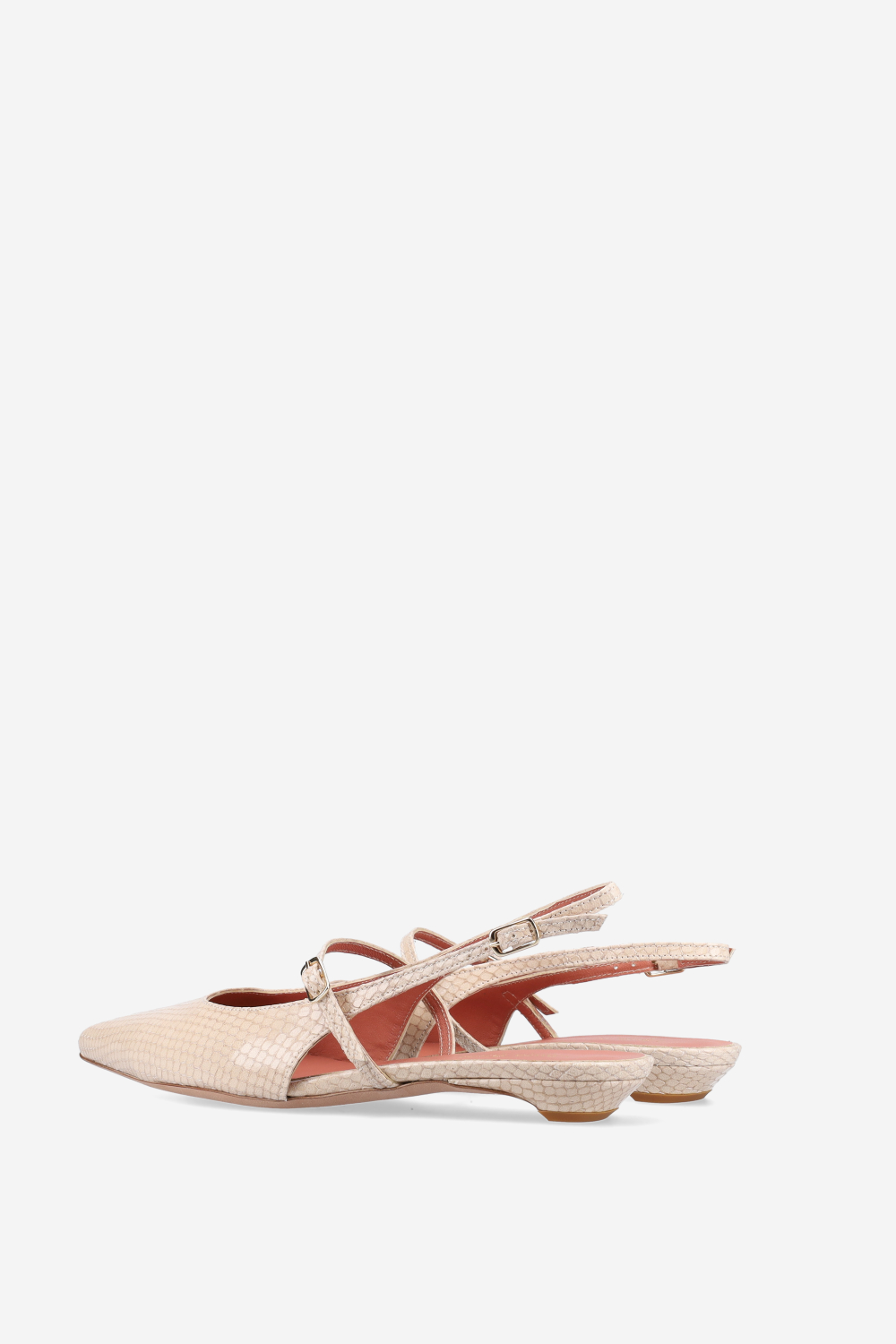 Lizard leather cross-over slingbacks