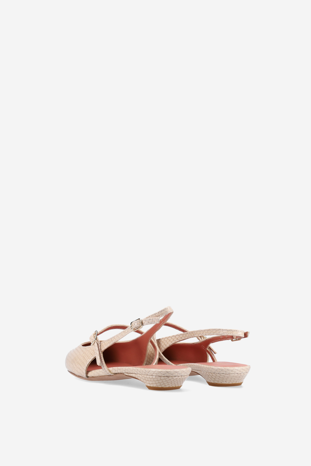 Lizard leather cross-over slingbacks