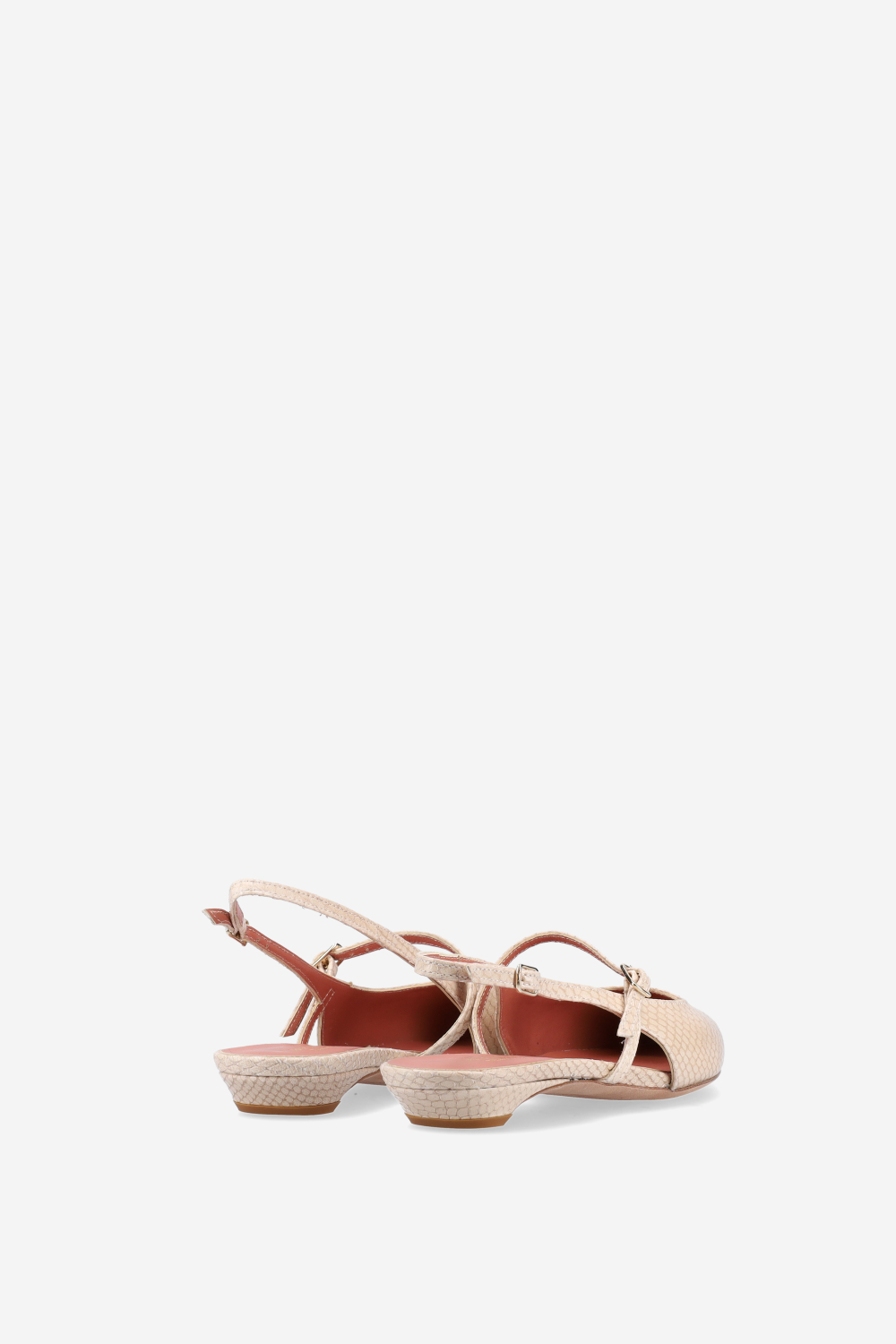 Lizard leather cross-over slingbacks