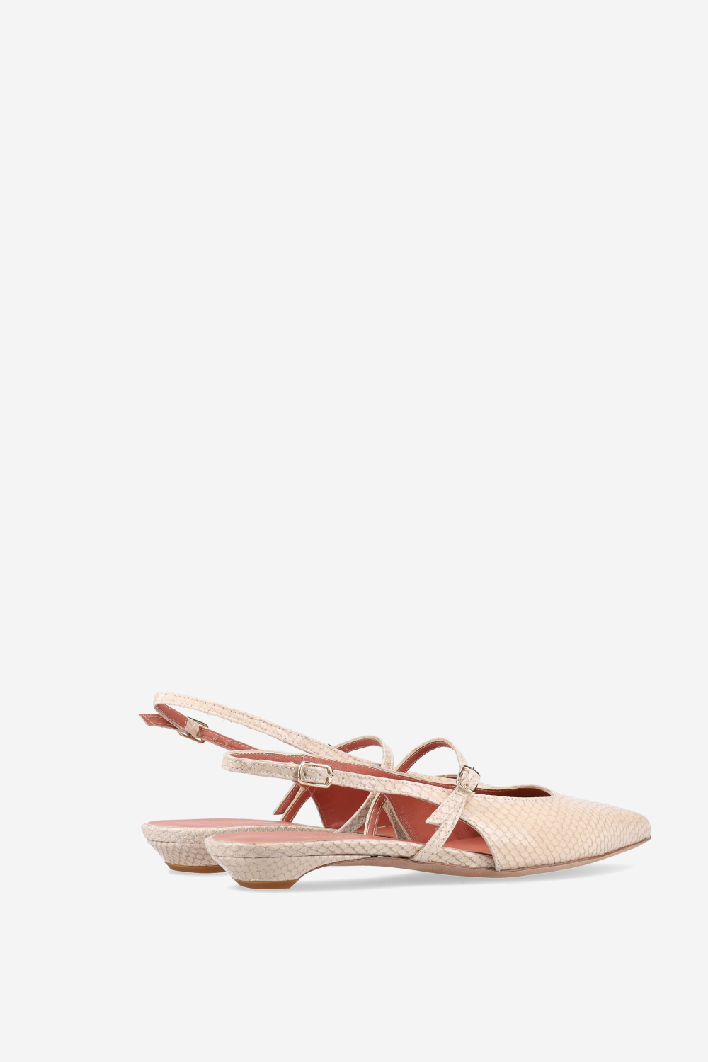 Lizard leather cross-over slingbacks