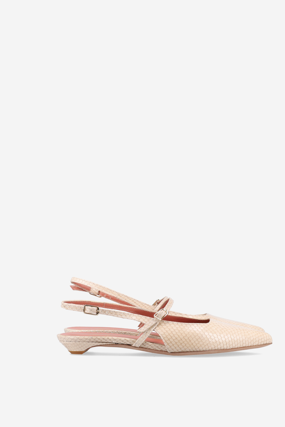 Lizard leather cross-over slingbacks