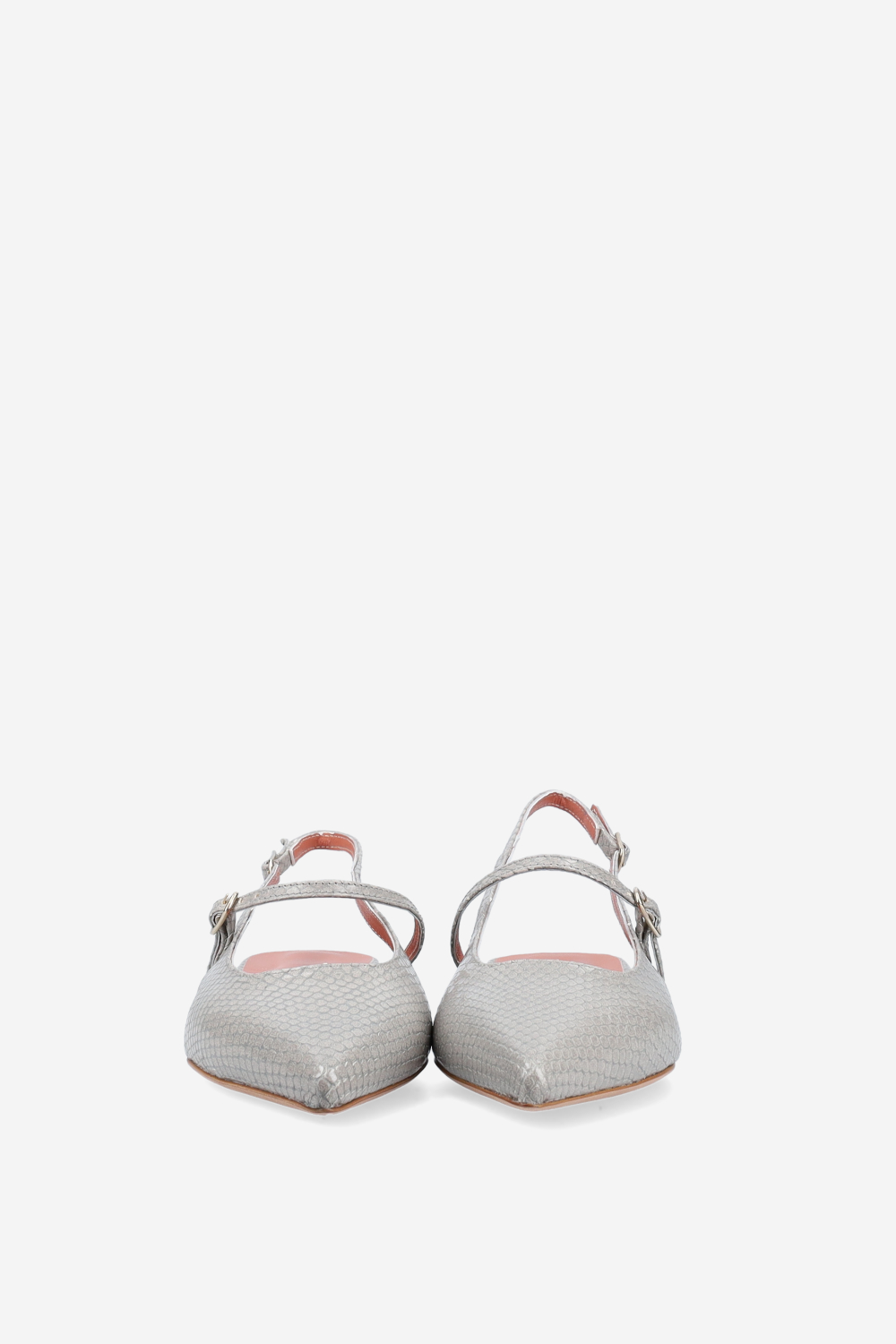 Lizard leather cross-over slingbacks