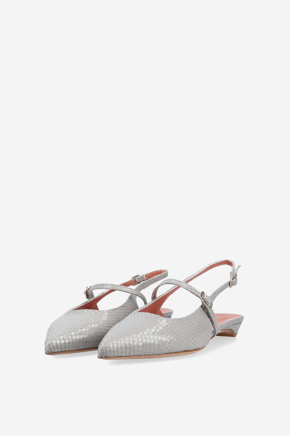 Lizard leather cross-over slingbacks
