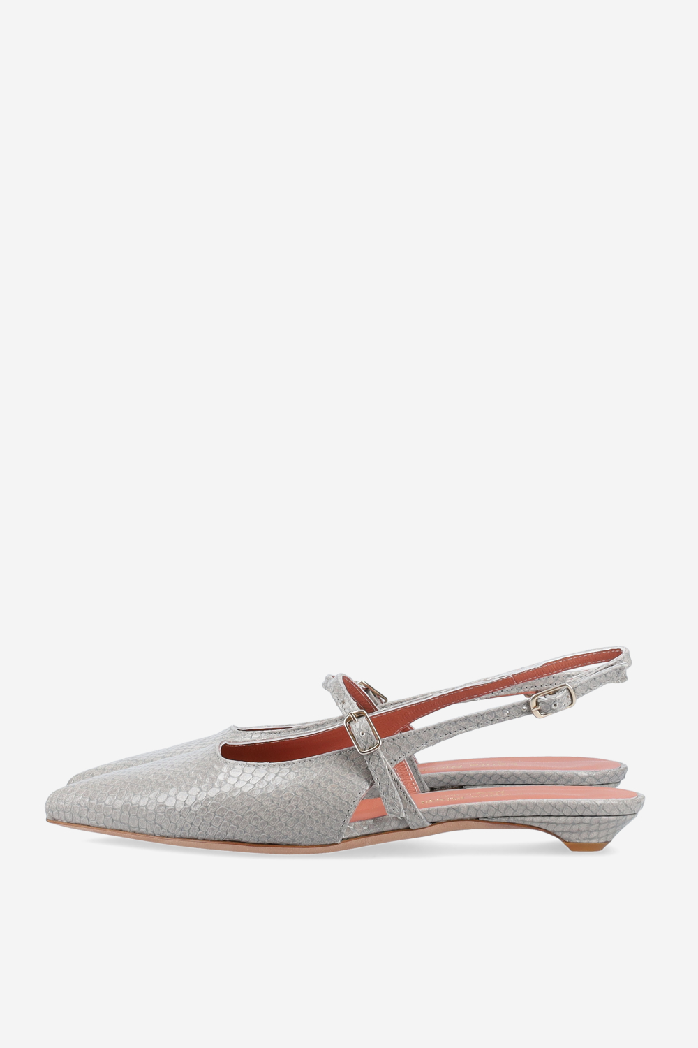 Lizard leather cross-over slingbacks