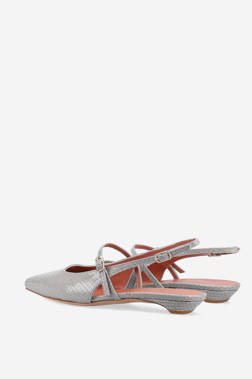 Lizard leather cross-over slingbacks