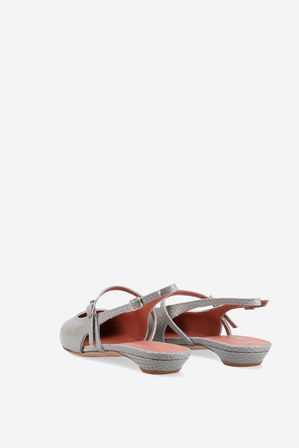 Lizard leather cross-over slingbacks