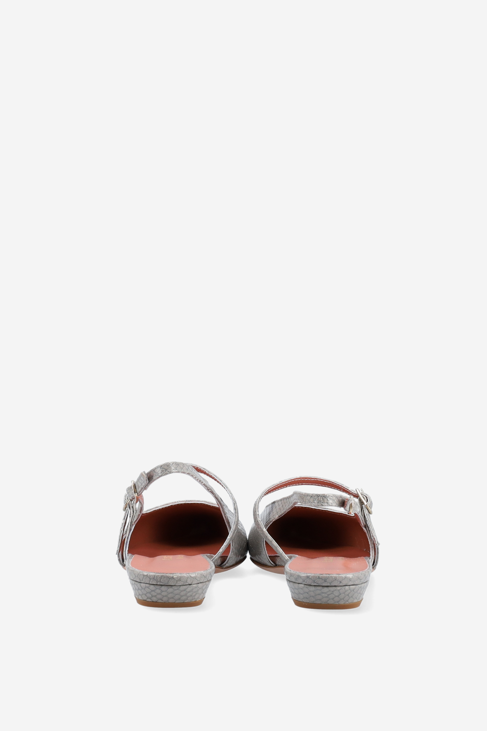 Lizard leather cross-over slingbacks