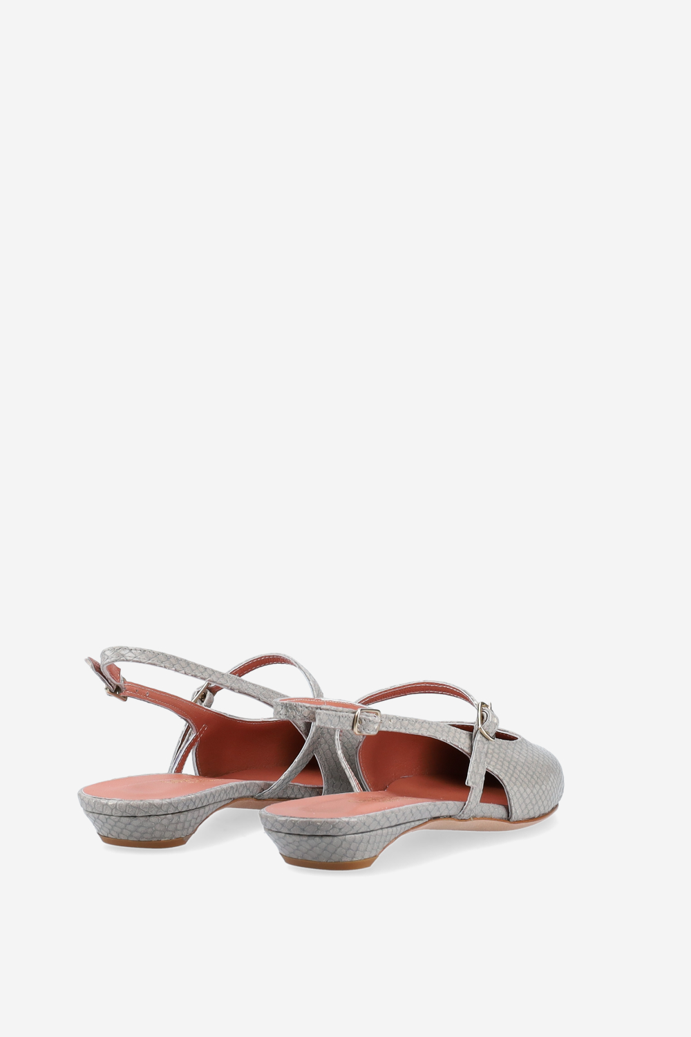 Lizard leather cross-over slingbacks