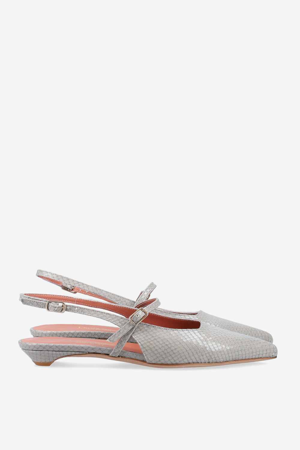 Lizard leather cross-over slingbacks