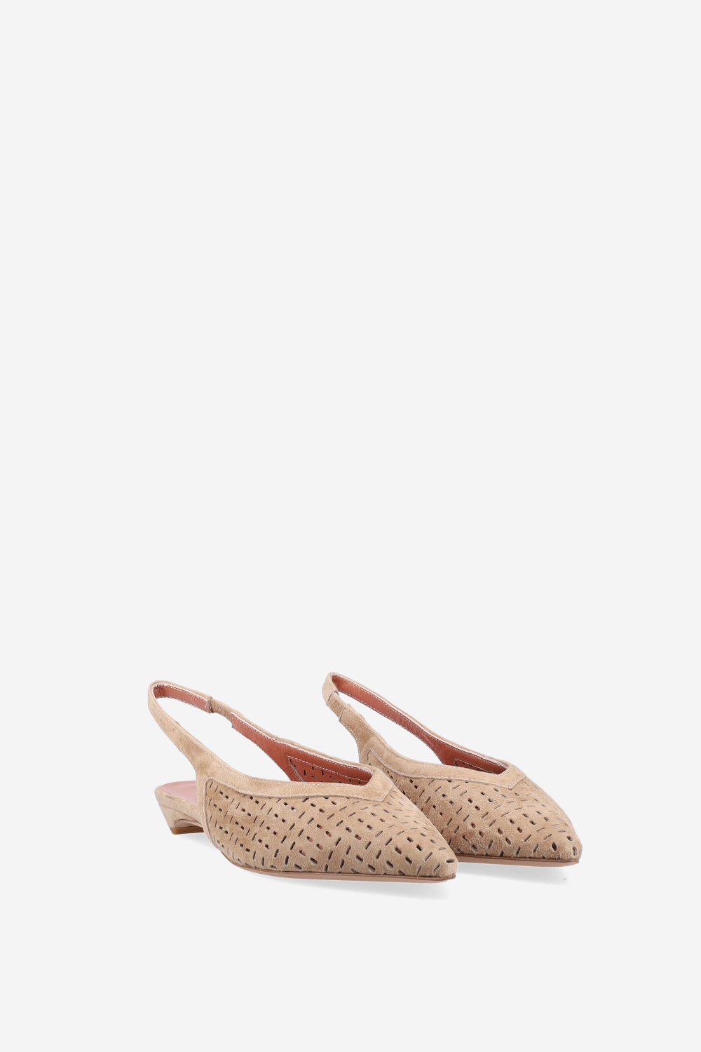 Perforated suede slingbacks