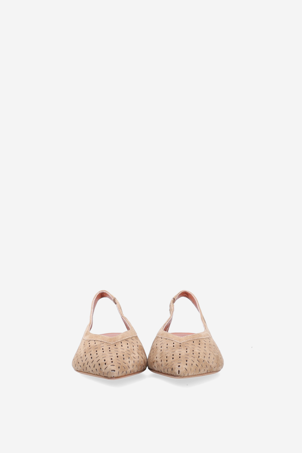 Perforated suede slingbacks