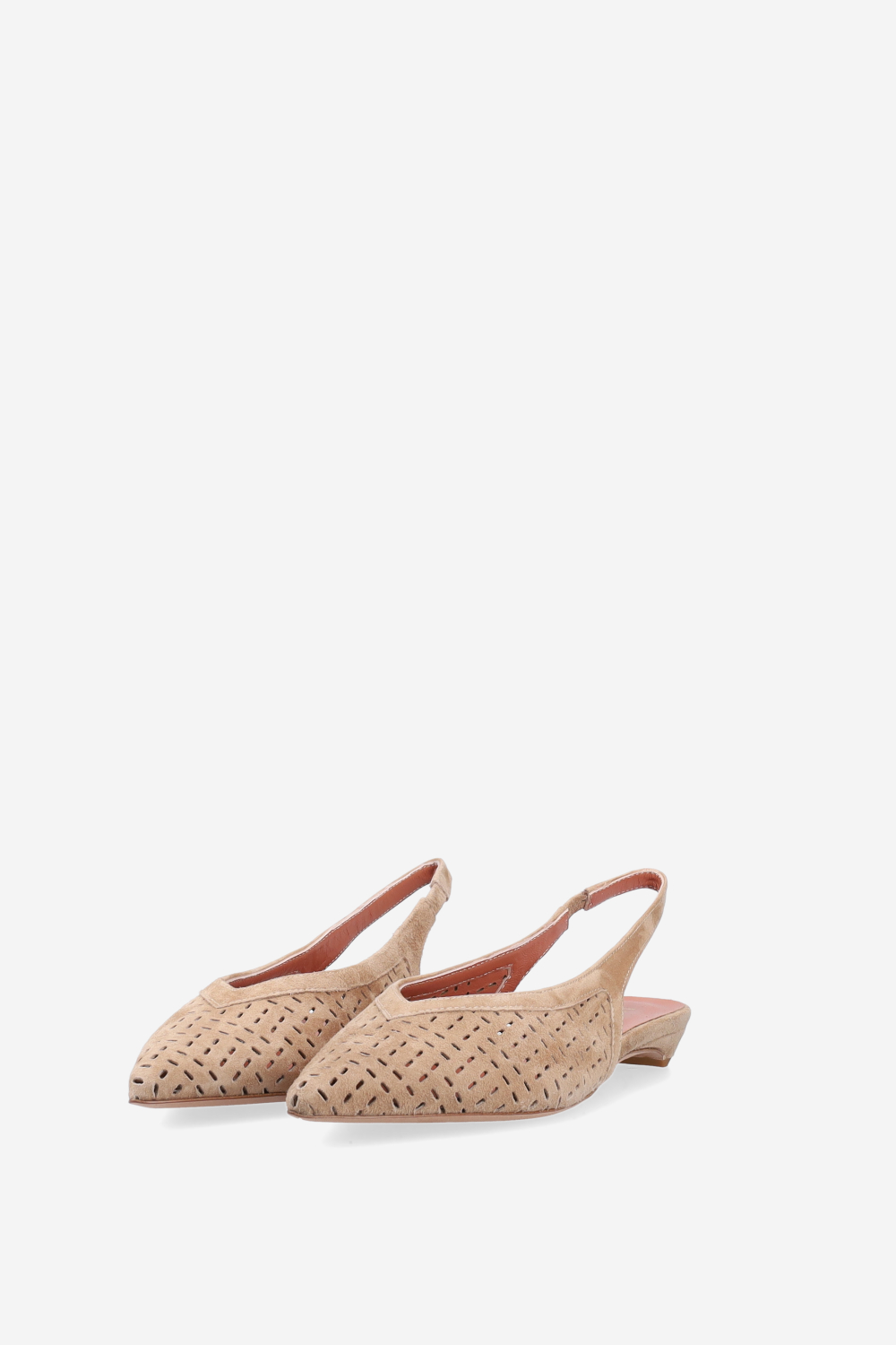 Perforated suede slingbacks