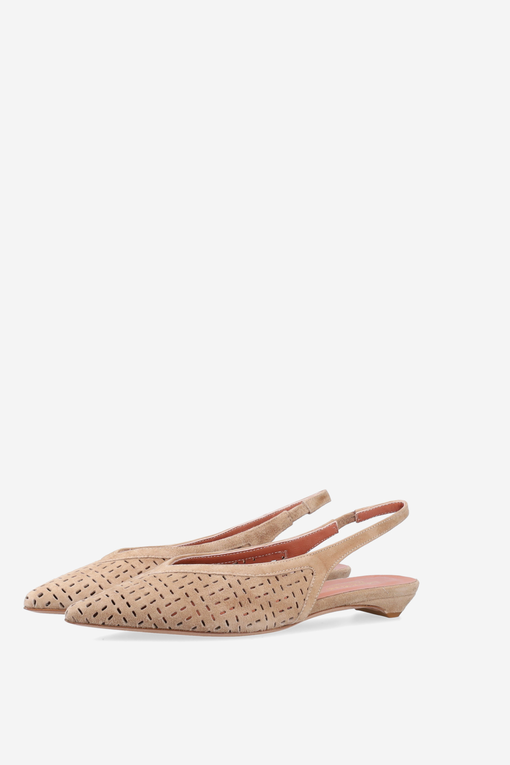 Perforated suede slingbacks