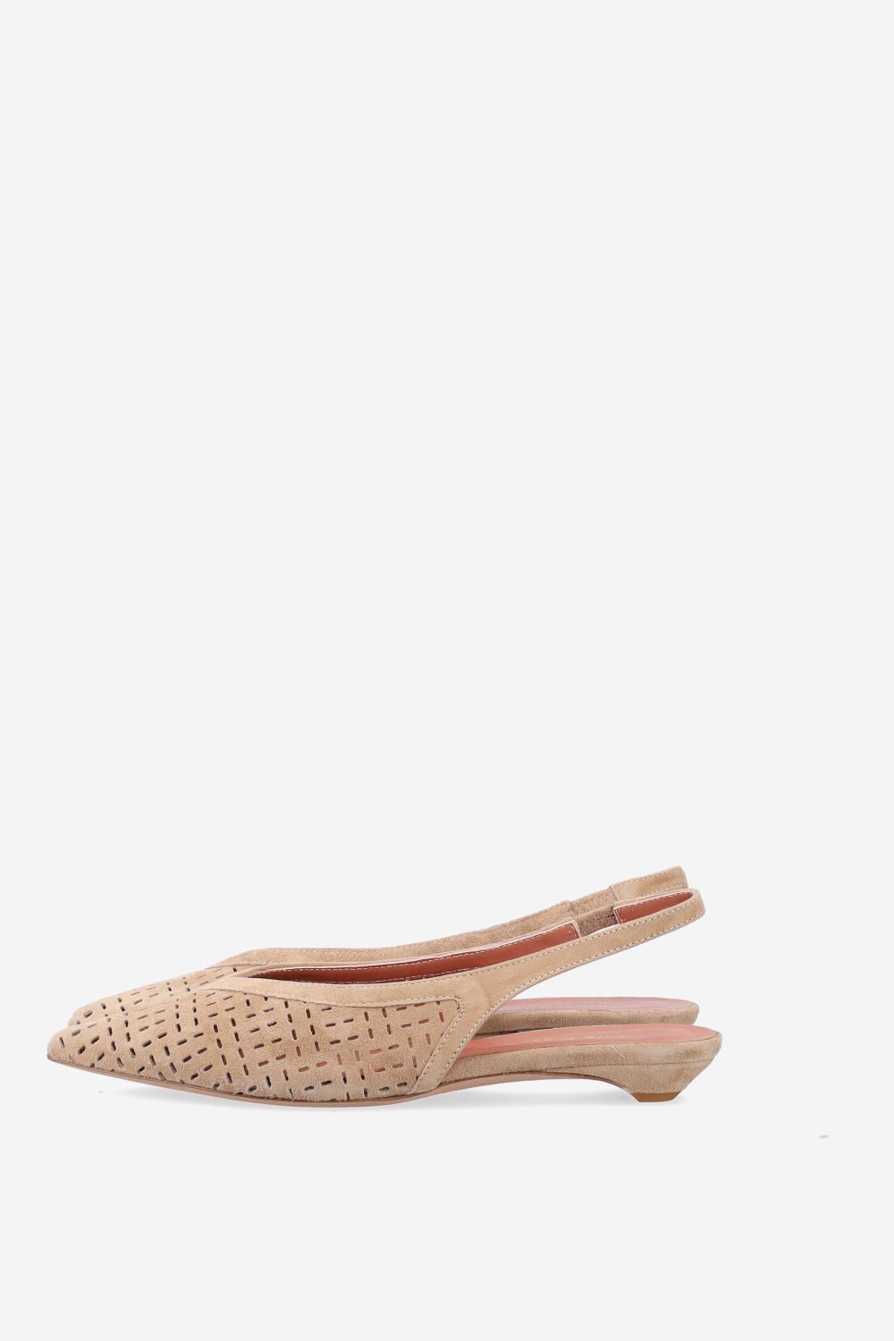 Perforated suede slingbacks