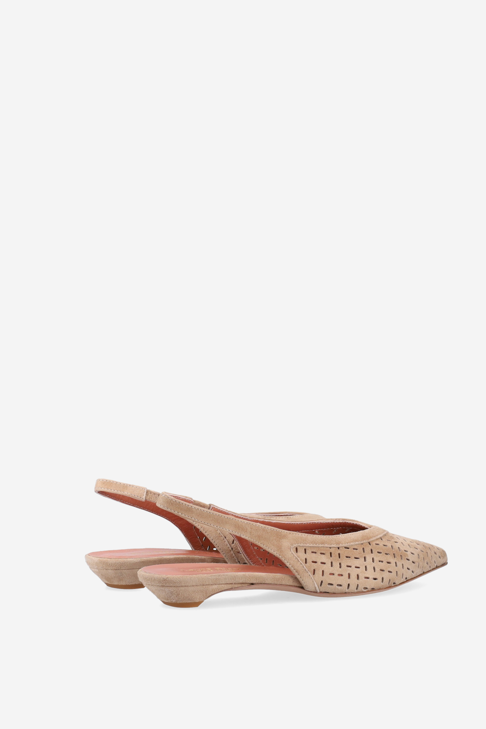 Perforated suede slingbacks