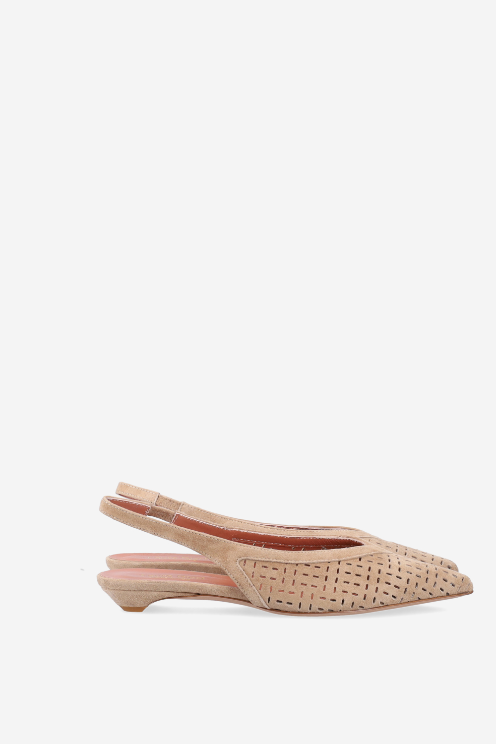Perforated suede slingbacks