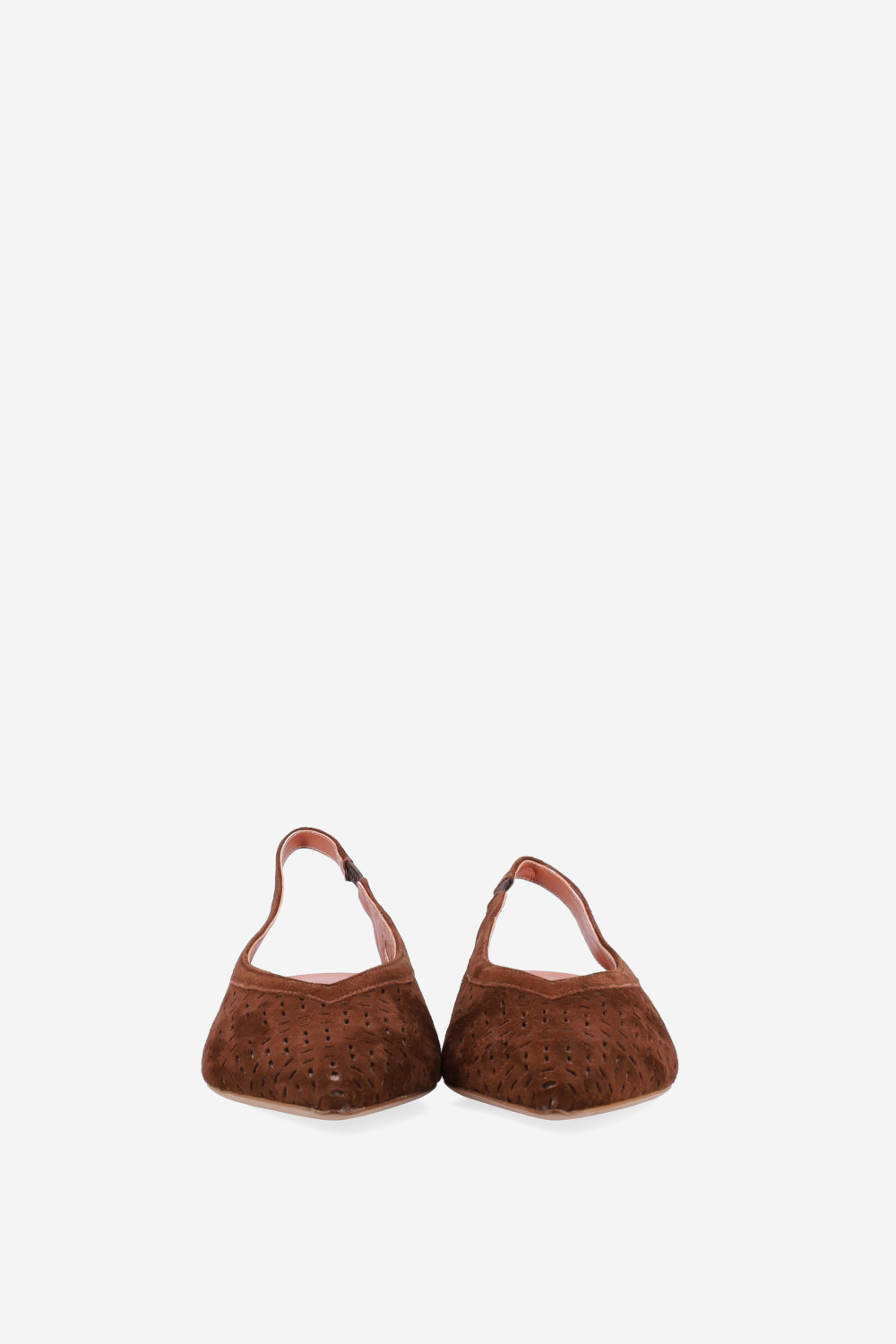 Perforated suede slingbacks
