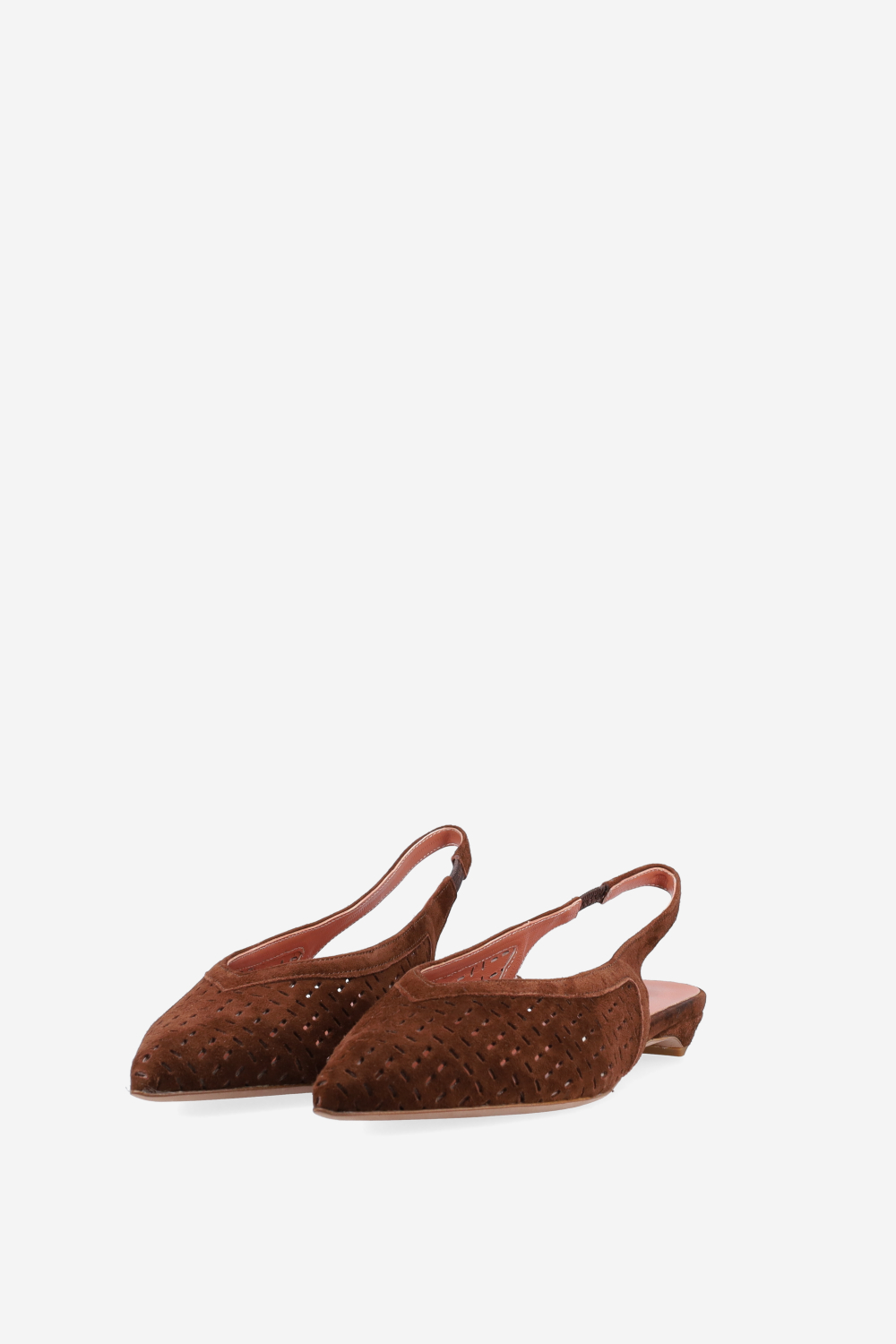 Perforated suede slingbacks