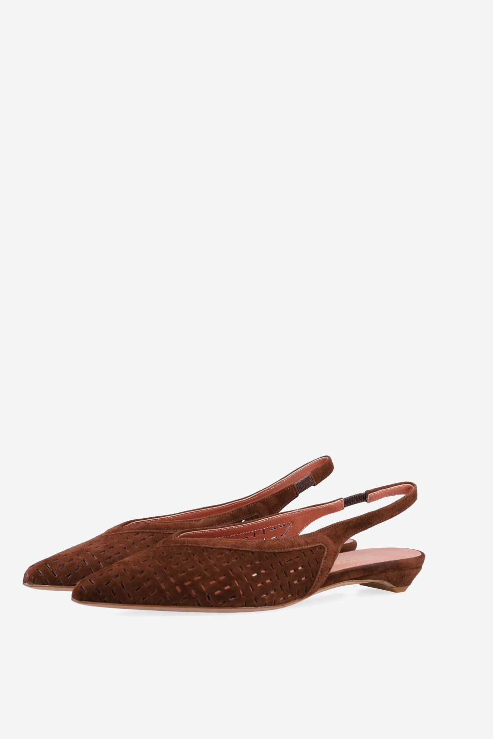 Perforated suede slingbacks