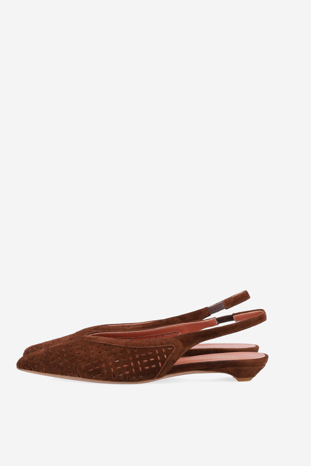 Perforated suede slingbacks