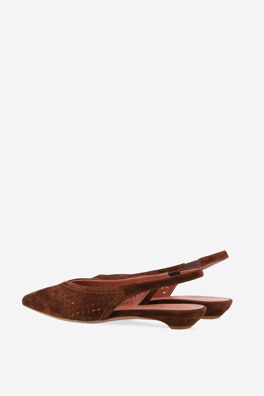 Perforated suede slingbacks