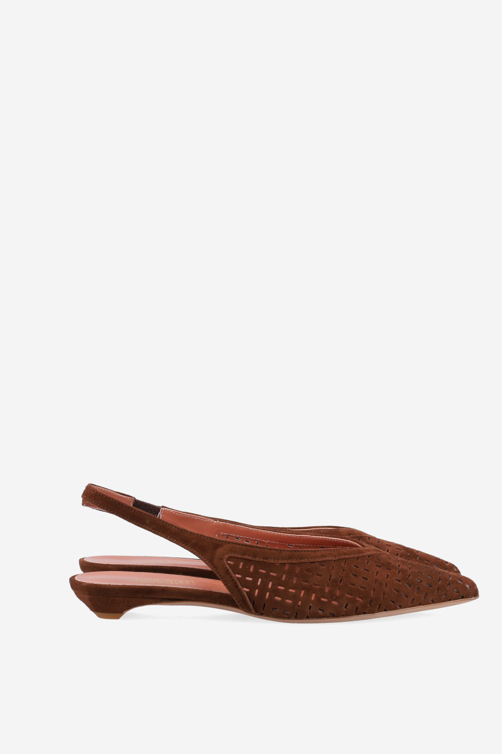 Perforated suede slingbacks