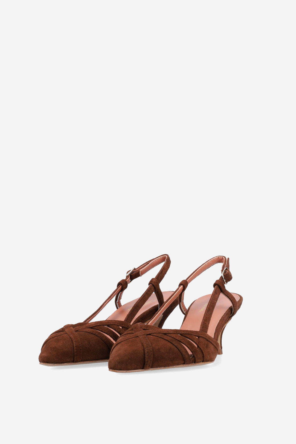 Openwork suede slingbacks