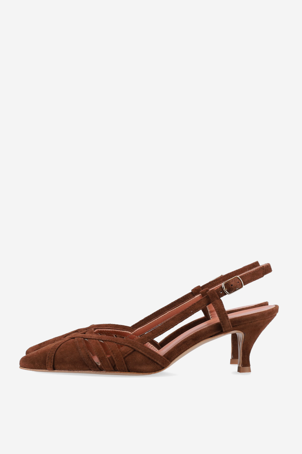 Openwork suede slingbacks