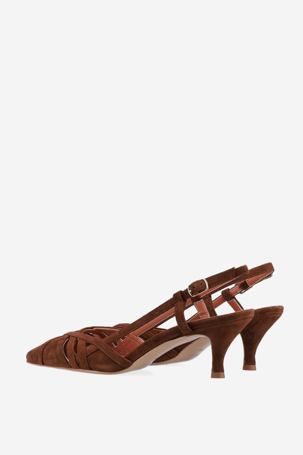 Openwork suede slingbacks