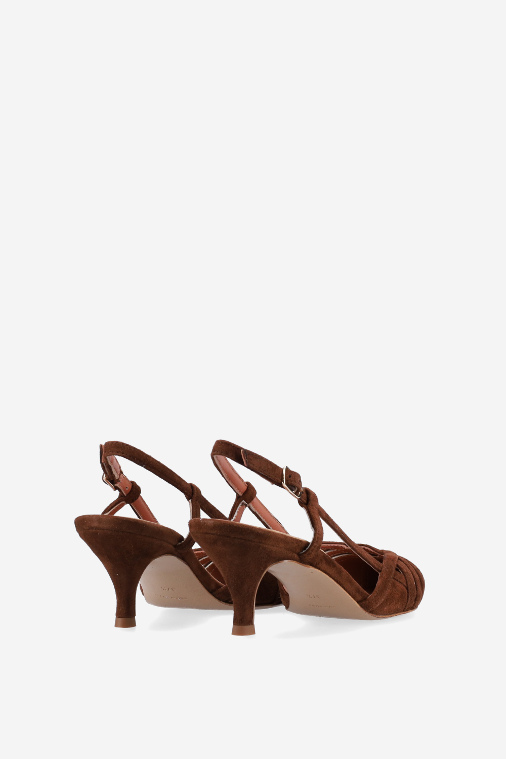 Openwork suede slingbacks