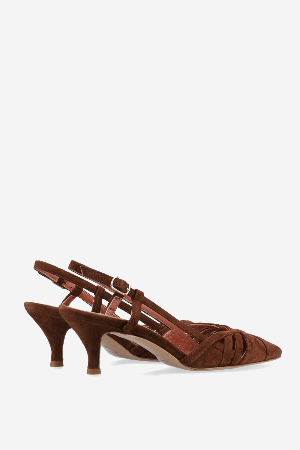 Openwork suede slingbacks