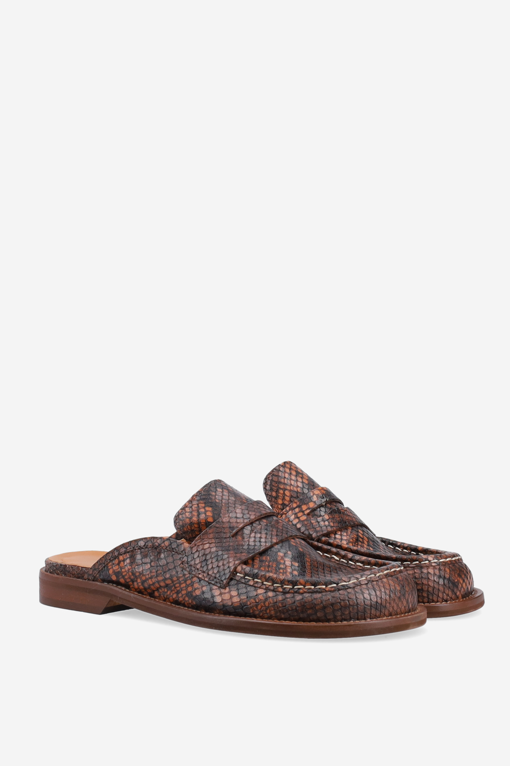 Pitone leather mules