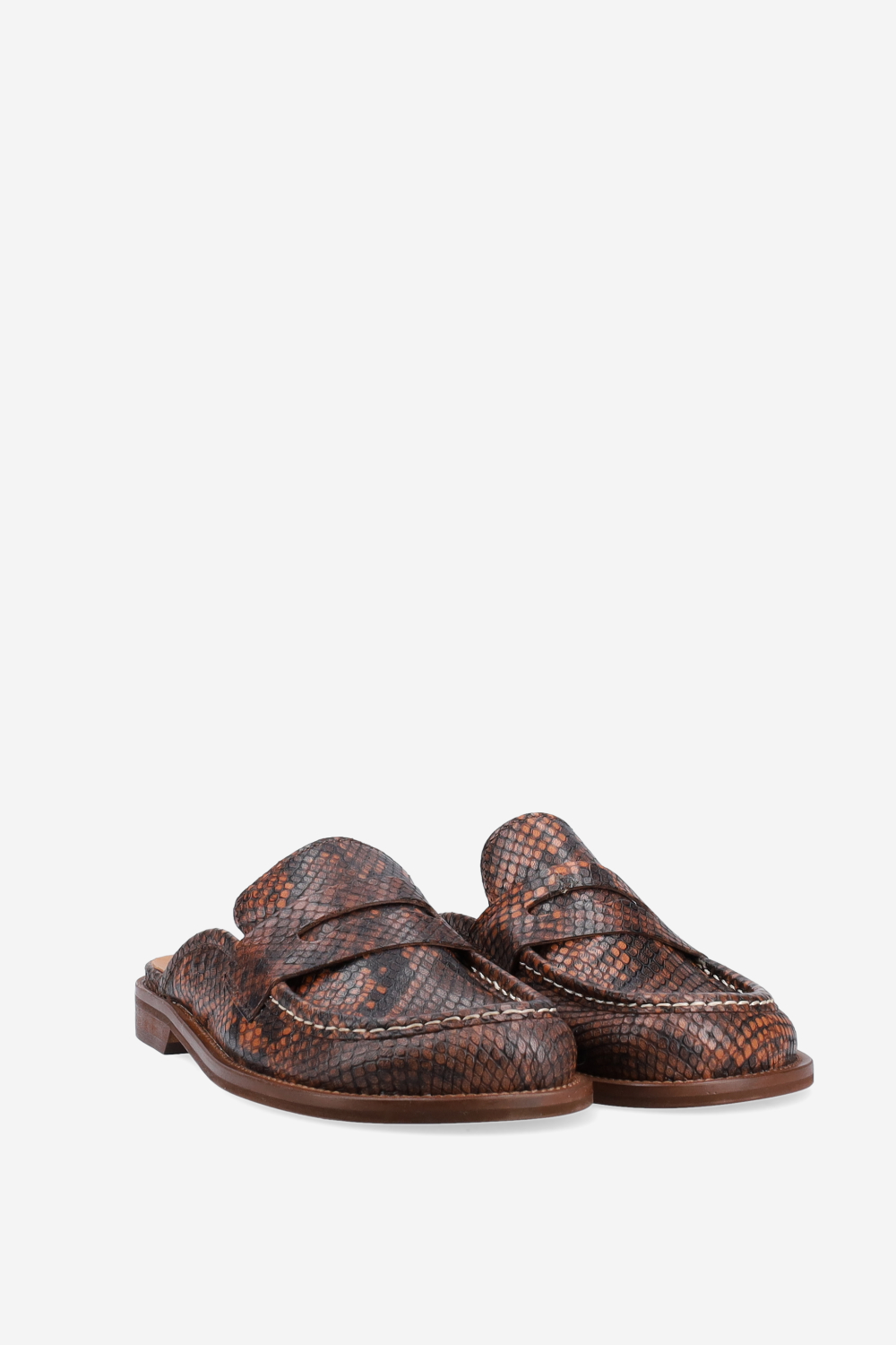 Pitone leather mules