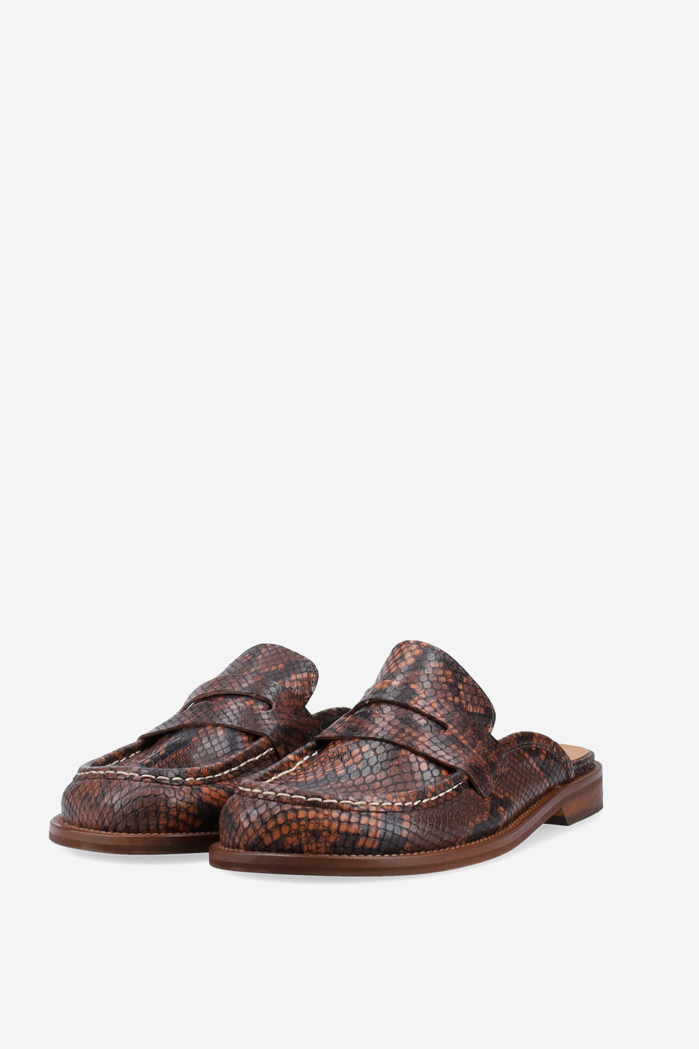 Pitone leather mules