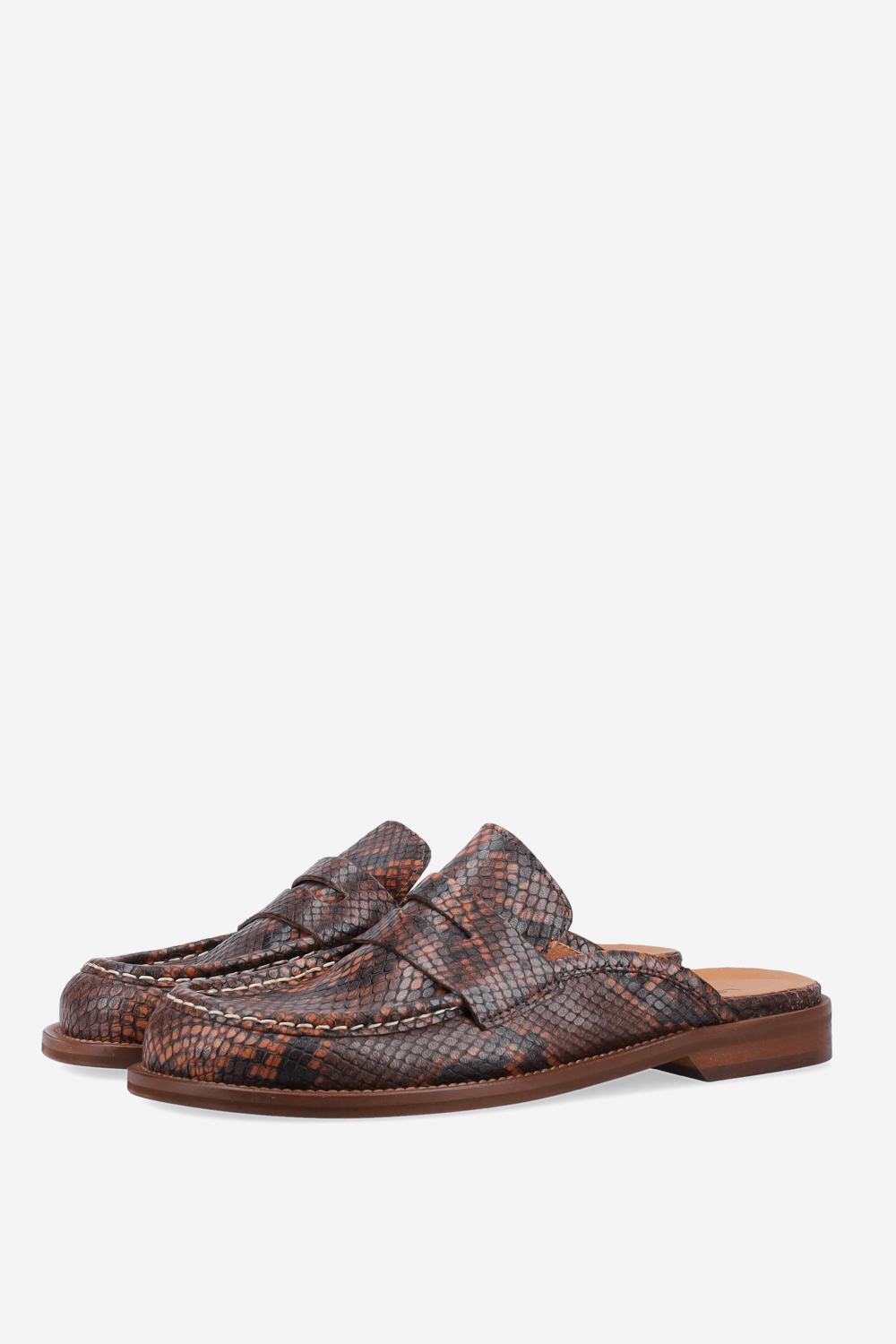 Pitone leather mules