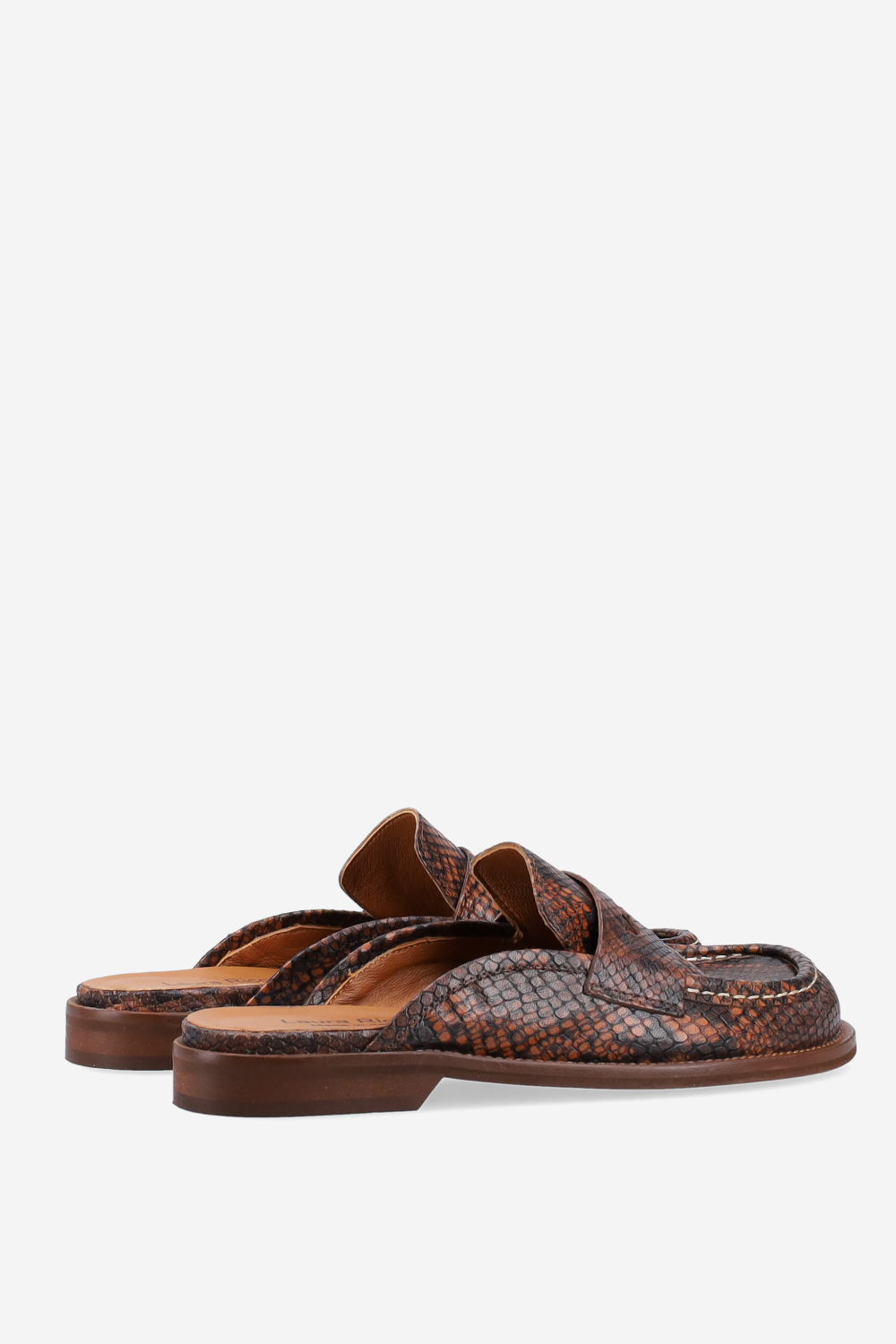 Pitone leather mules
