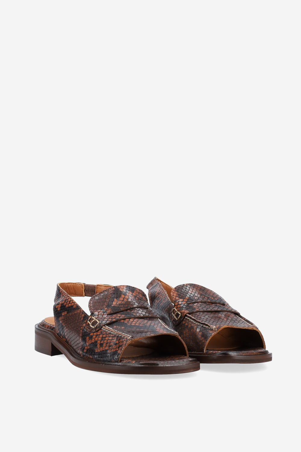 Pitone leather open-toe slingbacks