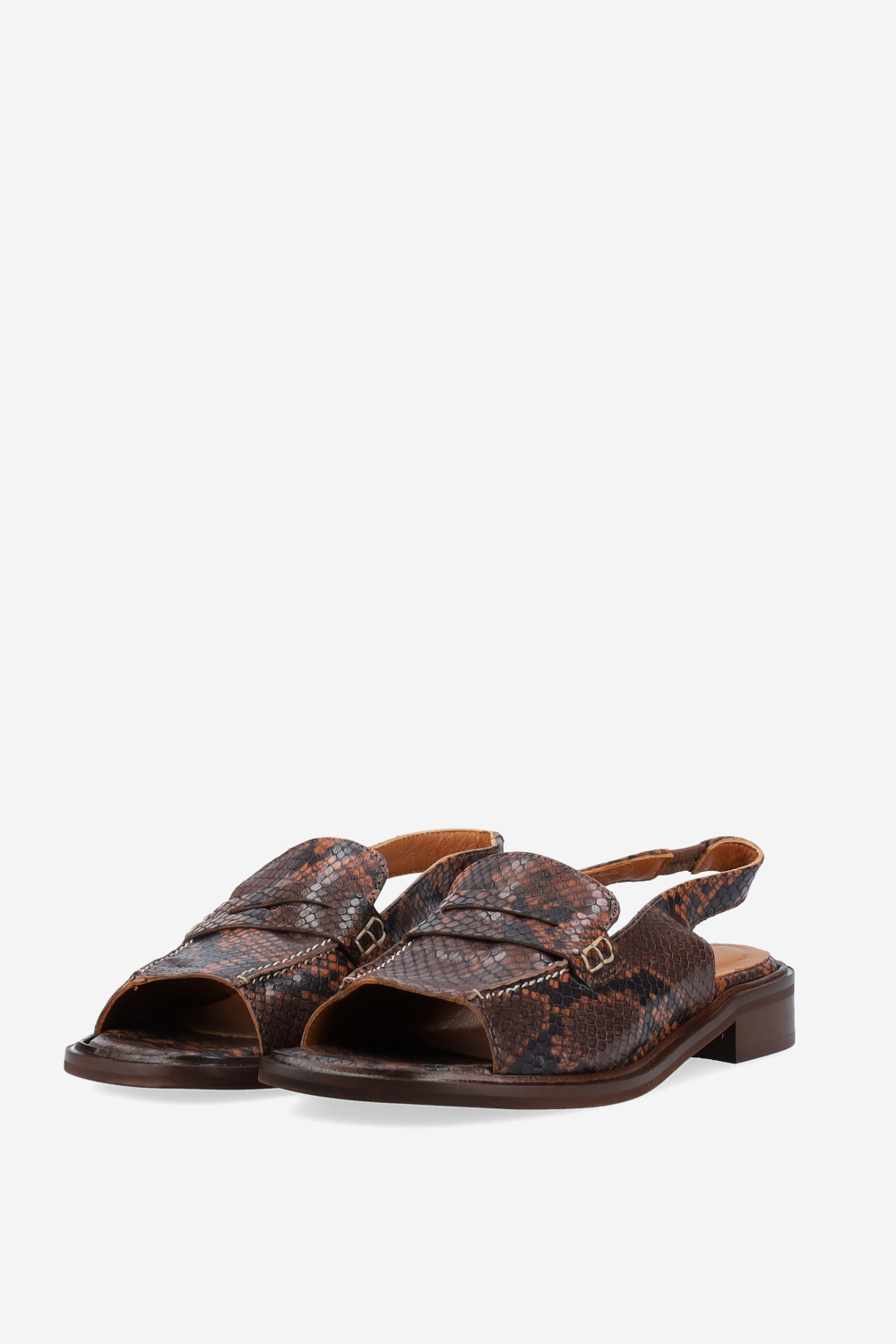 Pitone leather open-toe slingbacks