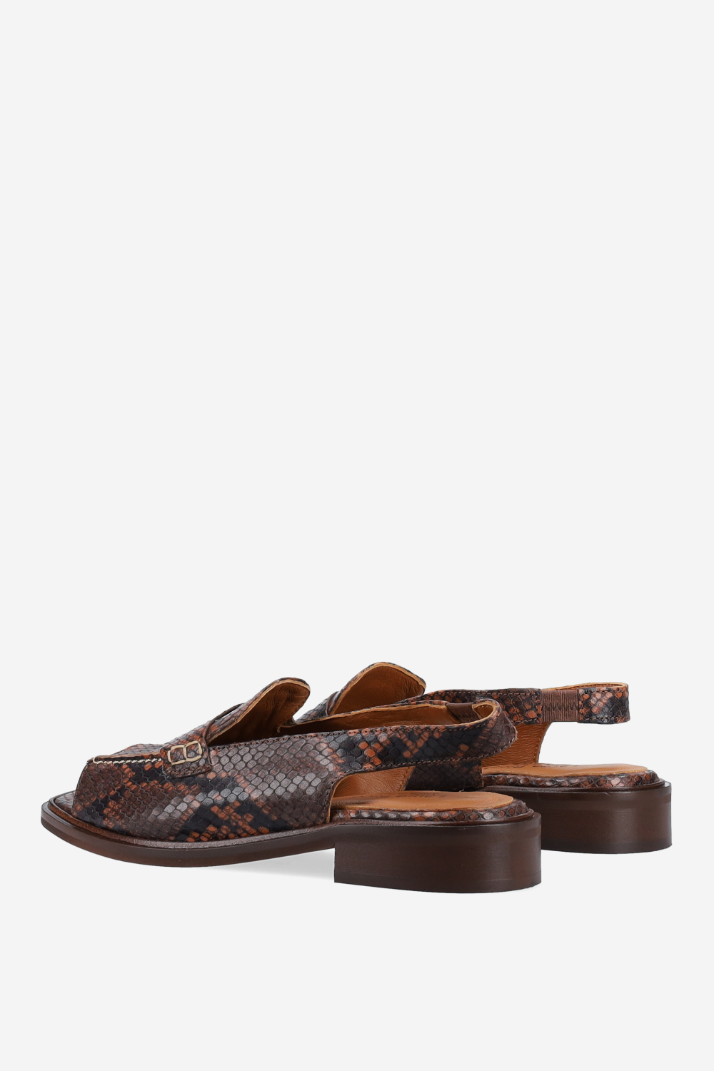 Pitone leather open-toe slingbacks