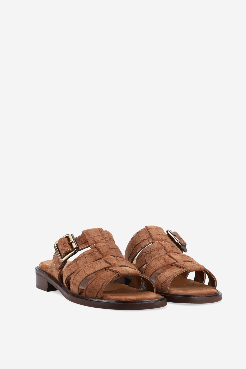 Croco suede sandals