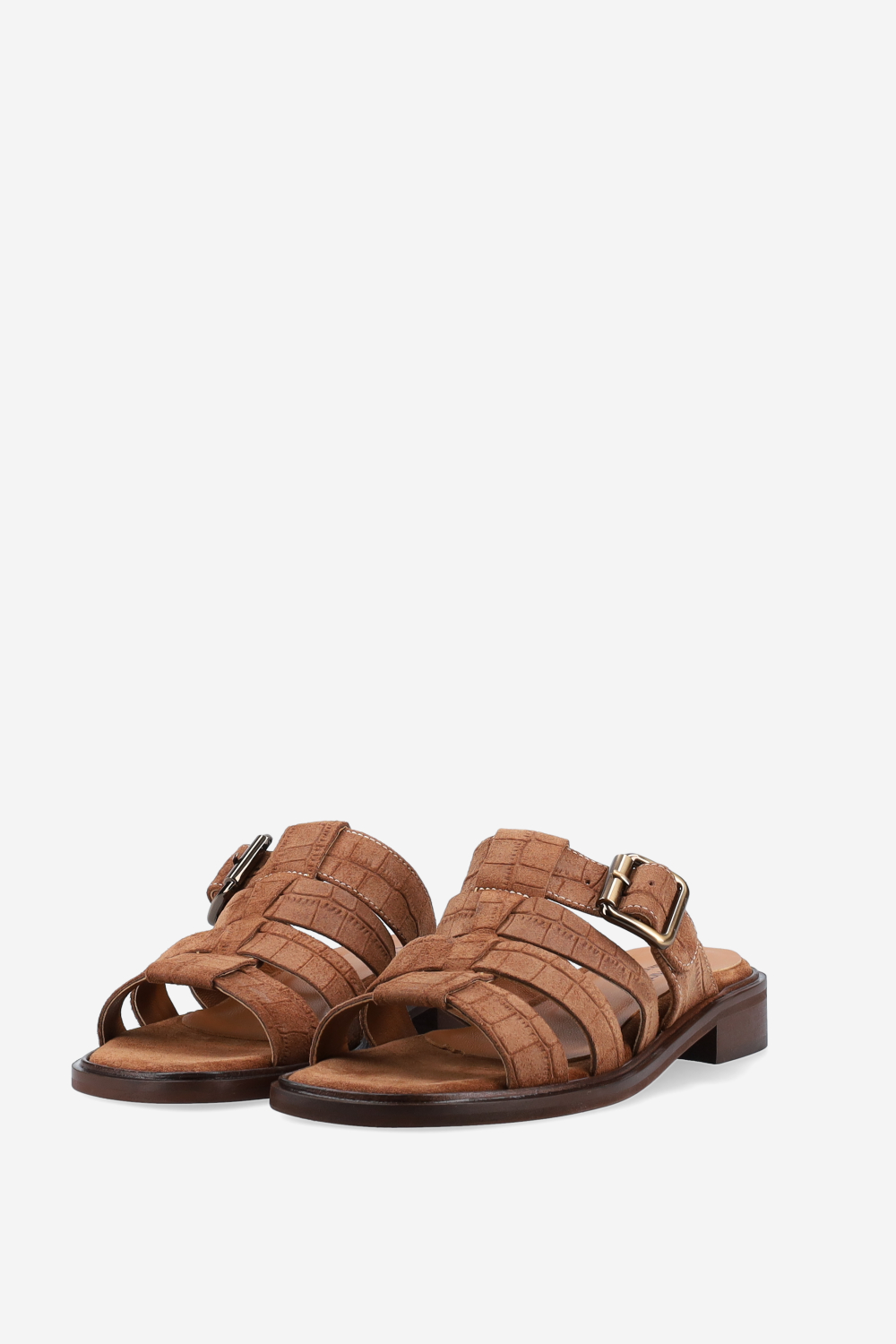 Croco suede sandals