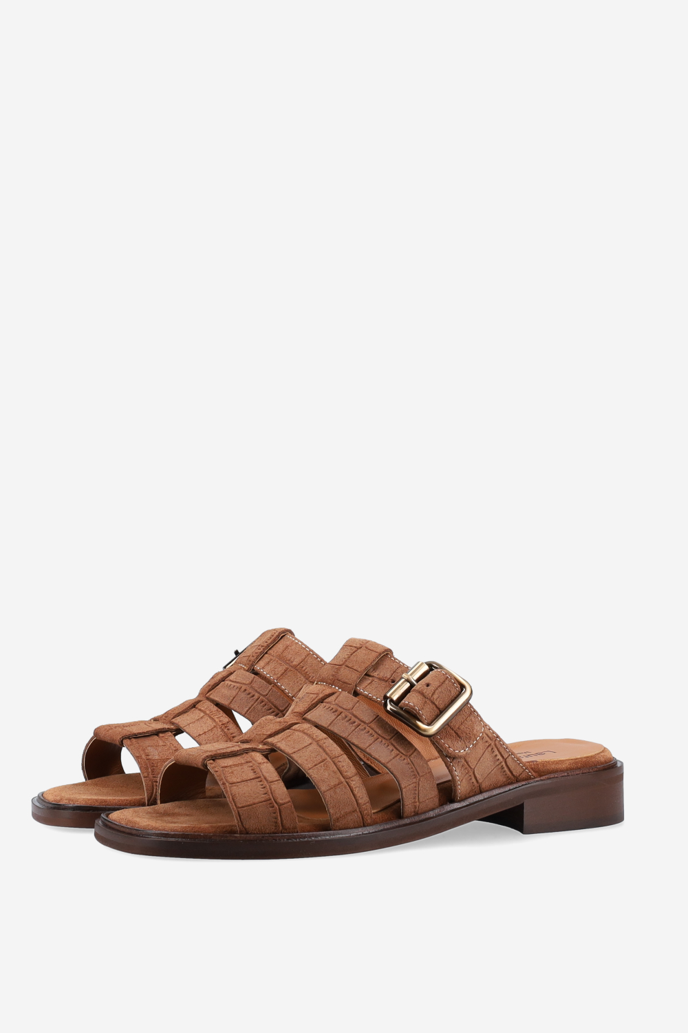 Croco suede sandals
